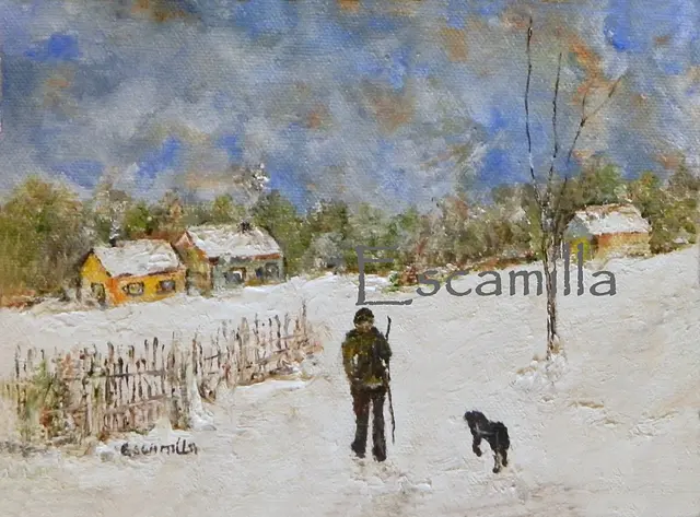 Companions Walking in Snow by Alberto Escamilla