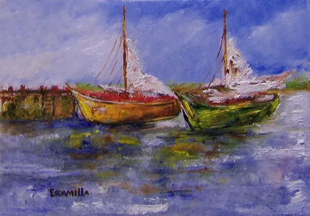 Two Sailboats Along Shore by Alberto Escamilla