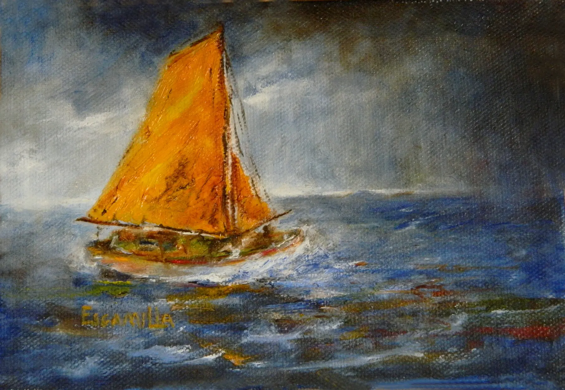 Orange Sailboat by Alberto Escamilla